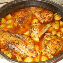Pečena piletina sa mladim krompirićima i belim lukom