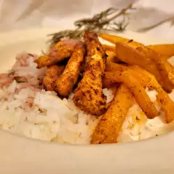 Piletina sa bundevom, belim pirinčem i sosom od nara