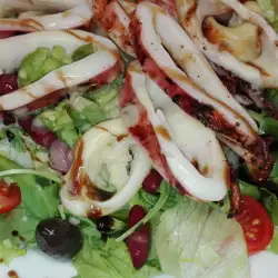 Miks svežih salata, lignje i sos od nara