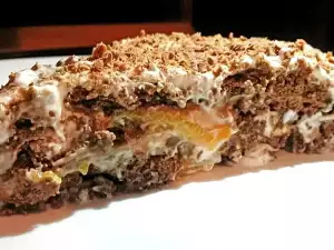 Torta od keksa sa kompotom od bresaka