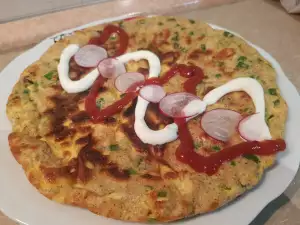 Omlet sa ovsenim brašnom, šunkom i mladim lukom