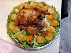 Celo pile sa krompirom i pivom u rerni