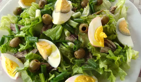 Zelena salata sa jajima, inćunima i maslinama