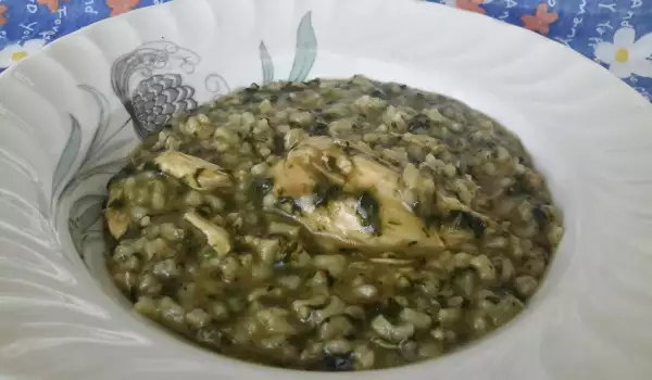 Kuvano sveže zelje sa piletinom i pirinčem