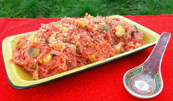 Pirinčane špagete sa domaćim sosom i povrćem