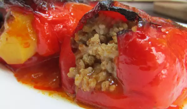 Paprike punjene mlevenim mesom i pirinčem sa sosom od paradajza