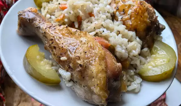 Piletina sa pirinčem i belim vinom u rerni