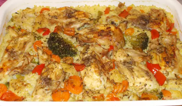 Piletina sa pirinčem i povrćem u rerni