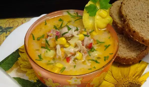 Bogata zimska pileća supa sa kukuruzom