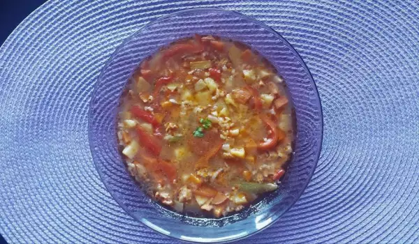 Pileća supa sa pečenim paprikama