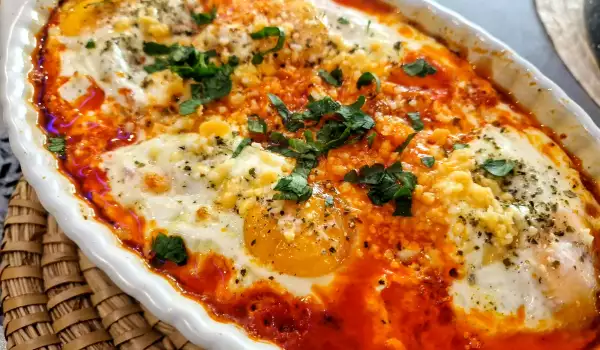 Seoska gozba sa jajima, paradajz sosom i paprikom