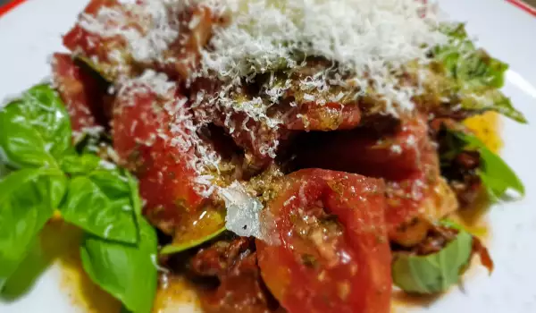 Salata od oljuštenog paradajza sa pestom od suncokreta