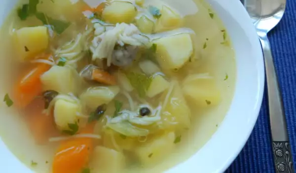 Sveža supa od povrća sa lopticama