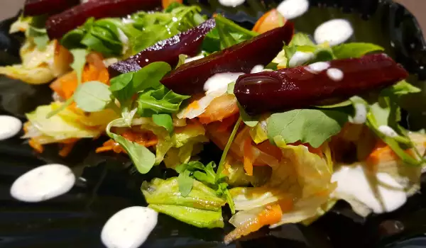 Sveža salata sa cveklom i biljnim dresingom