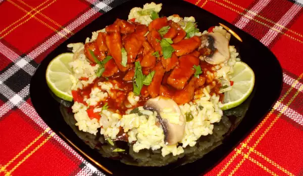 Svinjski file u slatko-kiselom sosu sa pirinčem i povrćem