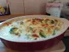 Zapečen brokoli, pečurke i šunka