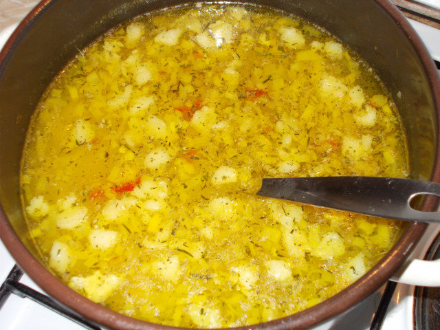Gusta pileća supa sa pirinčem i prazilukom